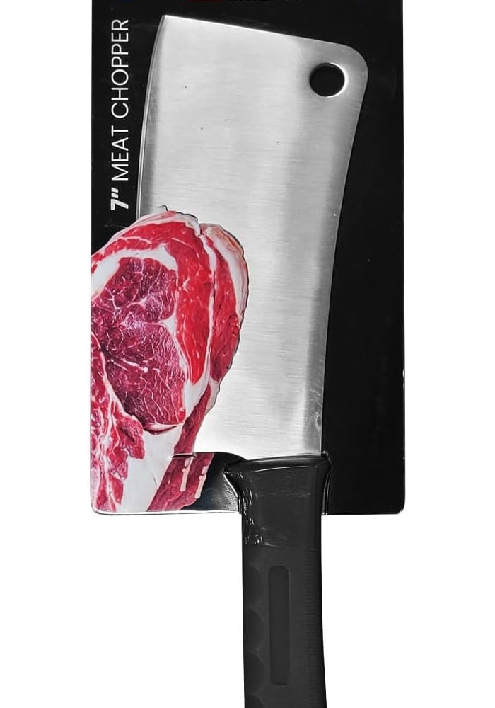 Kitchen Master 7 Inch Stainless Steel Meat Cleaver - Heavy-Duty Butcher Chopping Knife - Image 3